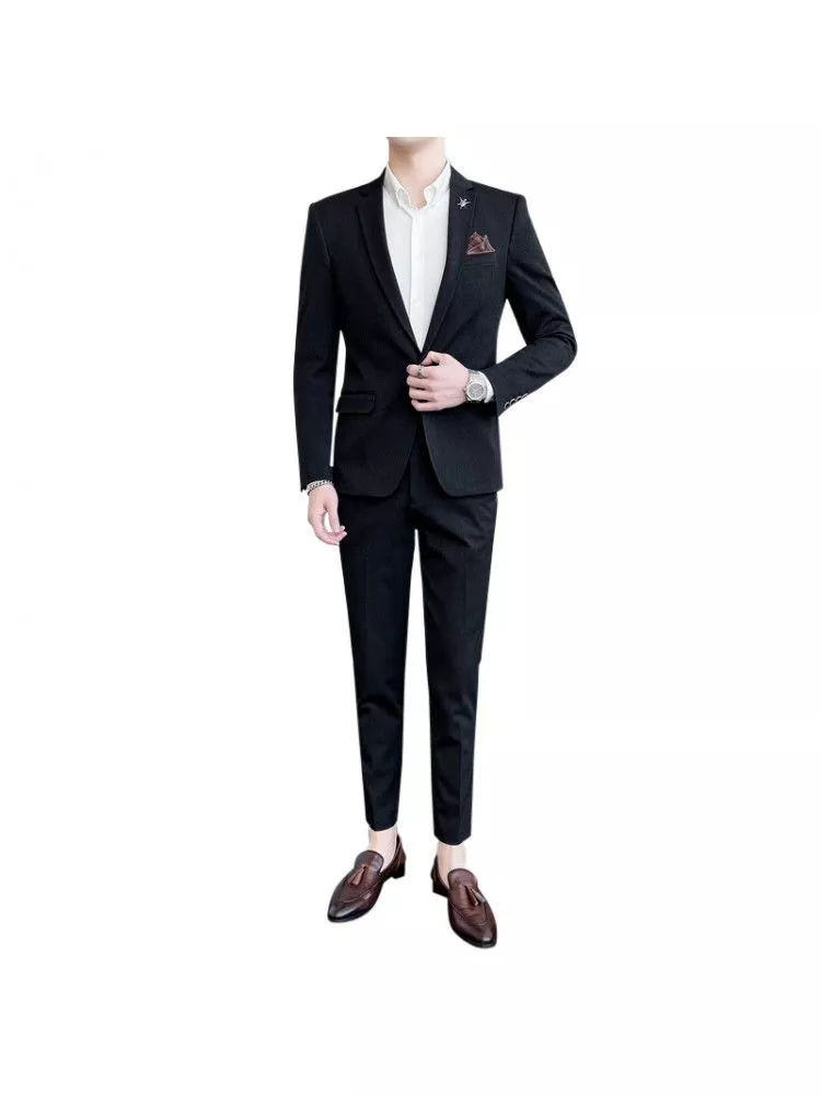Abiti Per Uomo Tuta 2 Pezzi Affari Matrimonio Uomini Classico Blazer Pantaloni Bottoni Smoking Set Giacca Stretch Tuta 2