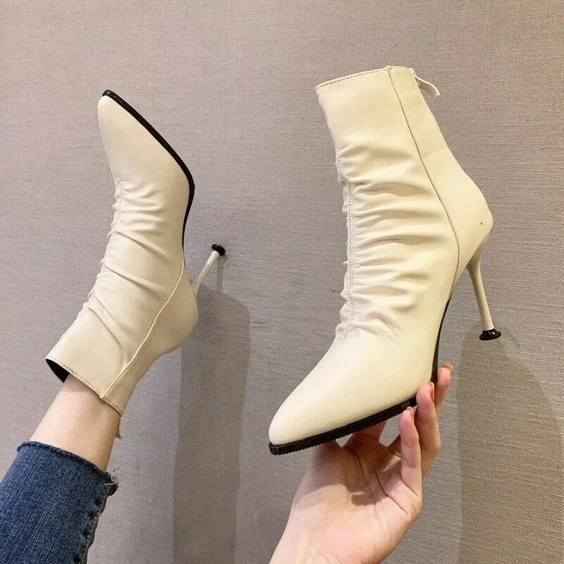 stivali stivaletti donna tronchetto bianco comodi 11 cm pelle