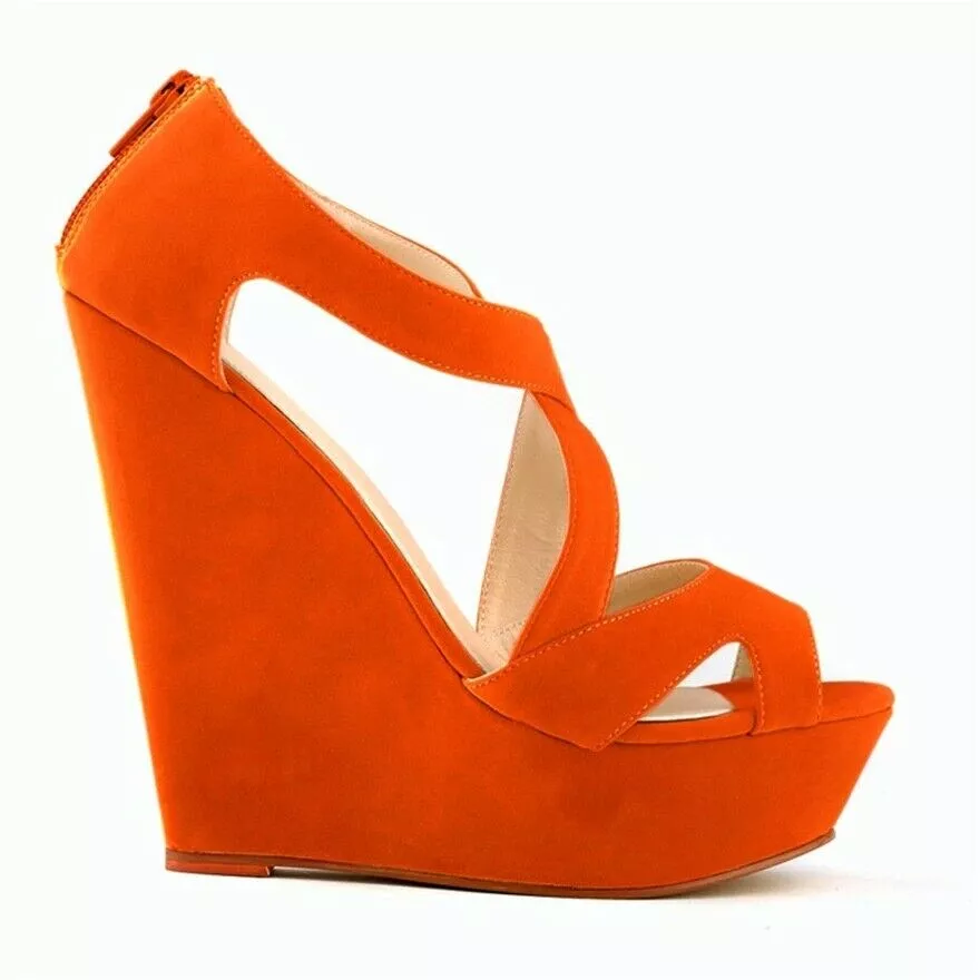 sandali donna zeppa 14 cm Platform multicolore velluto pelle