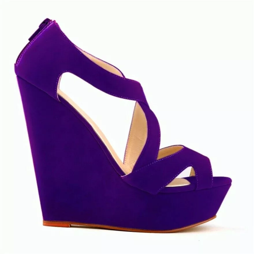 sandali donna zeppa 14 cm Platform multicolore velluto pelle