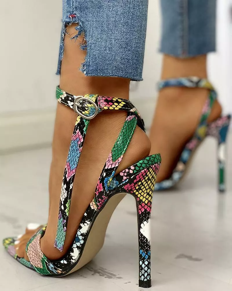 Fucsia Sandalo Colorato Tacco Sandalo Colorato Sandali Stiletto