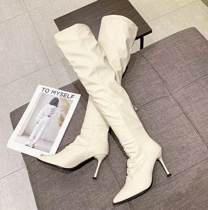 Stivali Donna Stivali Bianchi Ginocchio Stivali Stivaletti Donna
