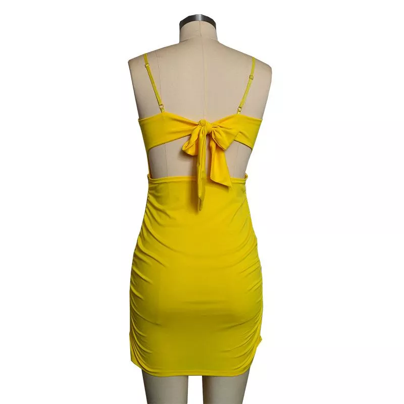 Abito Canotta Lunga Donna Con Spalline Sottili - Morbido Cotone, Basic, Taglia Unica (XS-M), Giallo