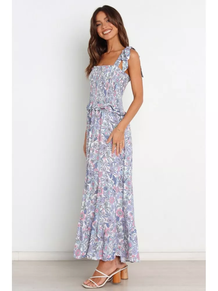 Abito Lungo Bohémien Donna | Chemisier Con Stampa Floreale | Bianco Fiorito Taglie Forti XXXL