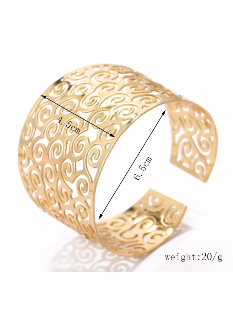 Bracciale Rigido Largo Oro – Bracciale Avvolgente Aperto Per Donna – Gioiello Regalo