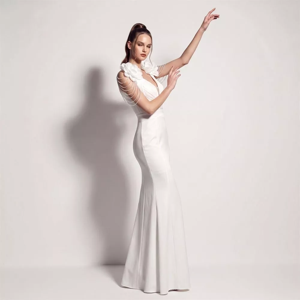 Abito Donna Elegante Aderente Scollo a V Senza Maniche 155cm H5WCL