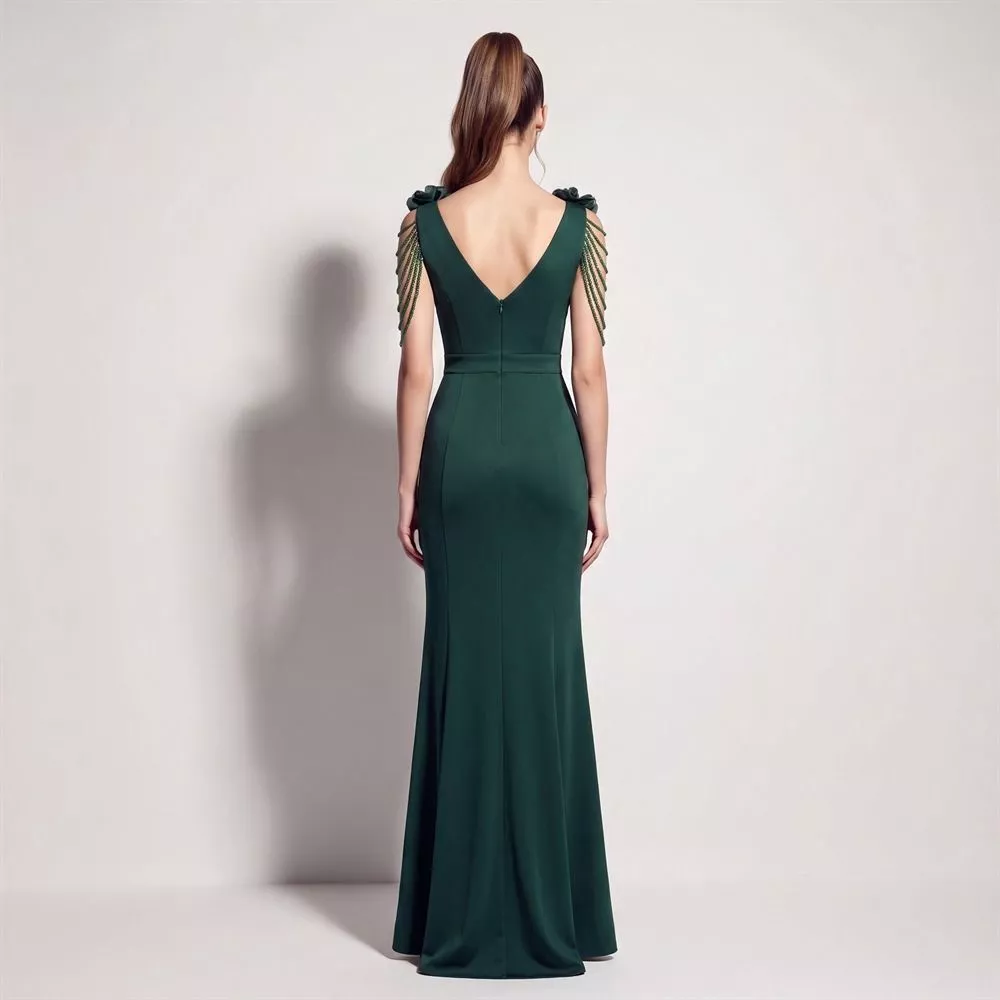Abito Donna Elegante Aderente Scollo a V Senza Maniche 155cm H5WCL