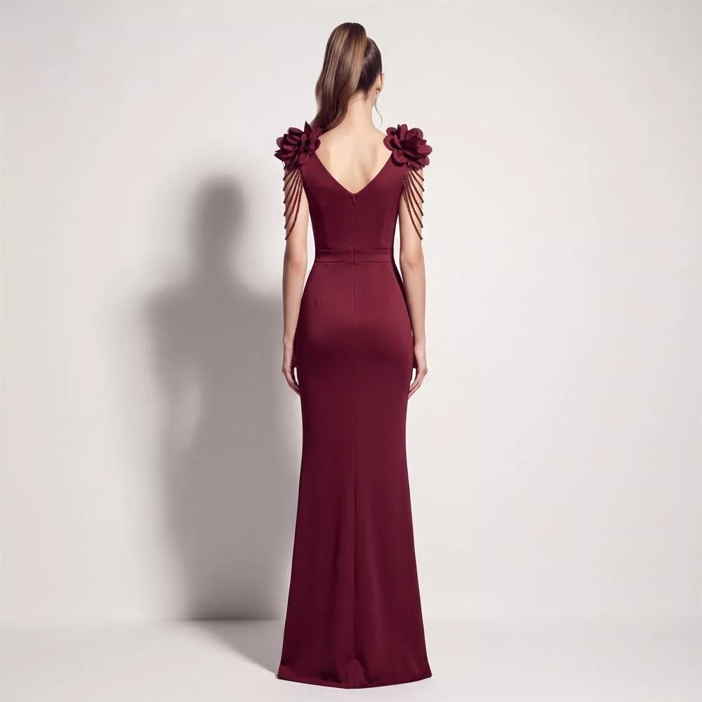 Abito Donna Elegante Aderente Scollo a V Senza Maniche 155cm H5WCL