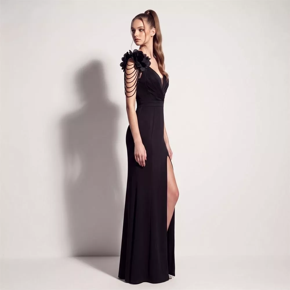 Abito Donna Elegante Aderente Scollo a V Senza Maniche 155cm H5WCL