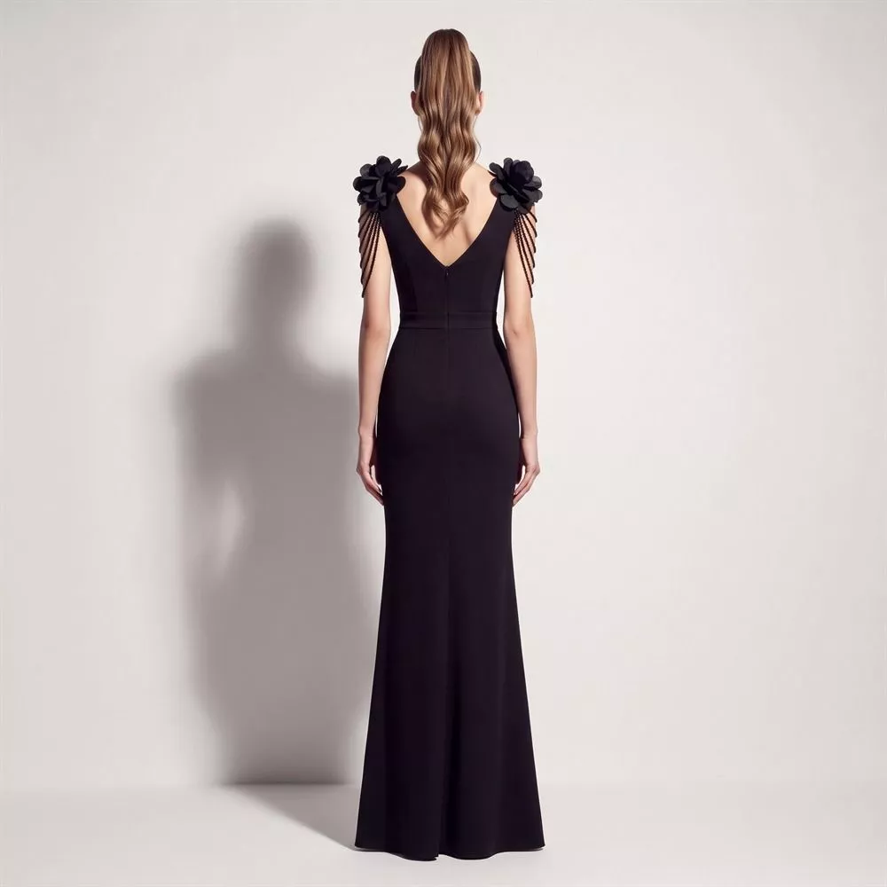 Abito Donna Elegante Aderente Scollo a V Senza Maniche 155cm H5WCL