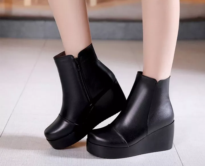 Ankle Boots Tronchetto Zeppa Pelle Tronchetto Zeppa Nero Giardini