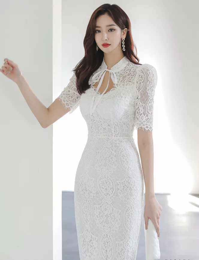 Tubino vestito abito donna elegante al ginocchio manica corta