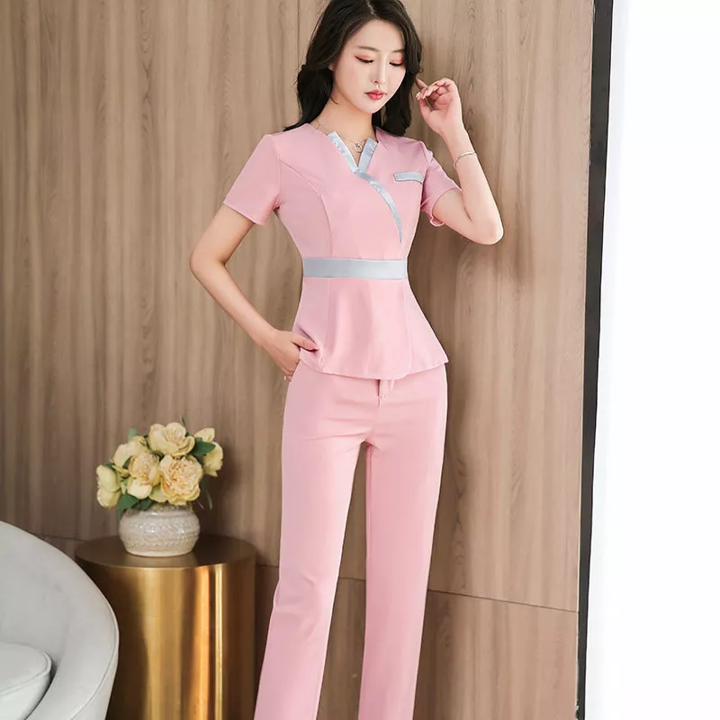 Divisa set da lavoro estetista camicia maglia pantaloni rosa