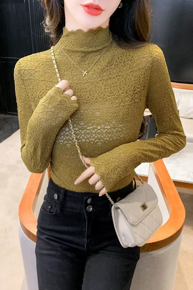 Maglione Donna A Collo Alto In Maglia Cashmere - Manica Lunga Sottogiacca Leggero - Top Autunno Inverno - Vestibilità Morbida - 4