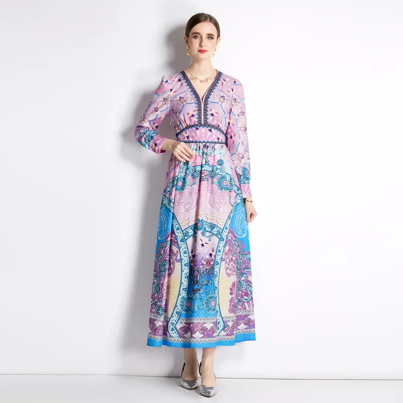 DESIGN - Vestito Midi A Maniche Lunghe In Raso Rosa Con Coulisse Sul Retro DESIGN - Vestito Midi A Maniche Lunghe In Raso Rosa Con Coulisse Sul Retro