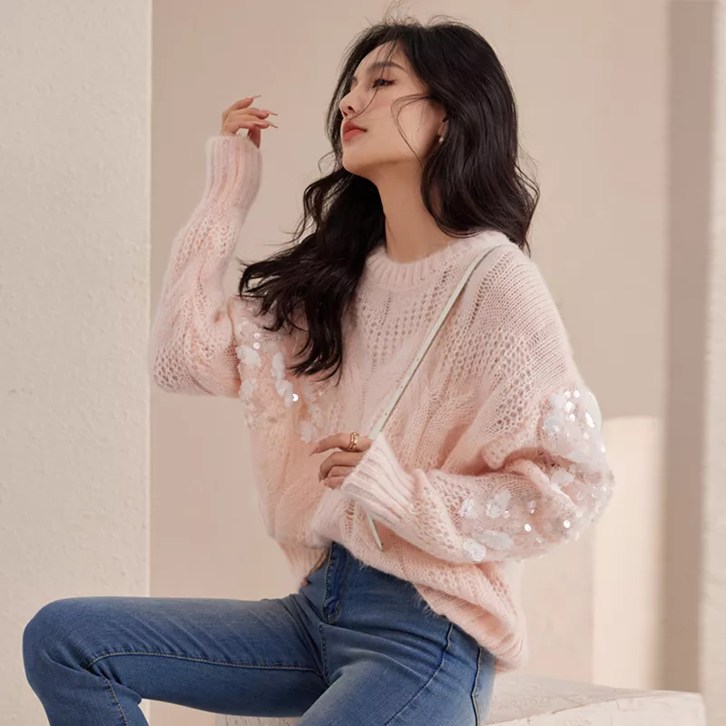 Maglione rosa cipria store