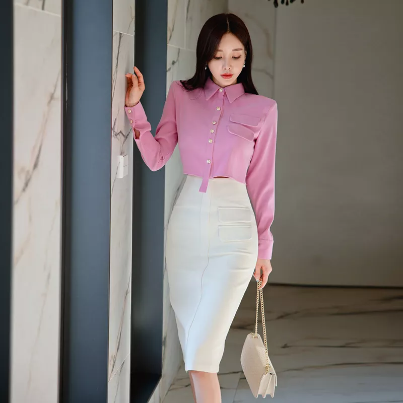 Camicia Outfit Con Gonna A Tubino Set Donna Tailleur Outfit Gonna