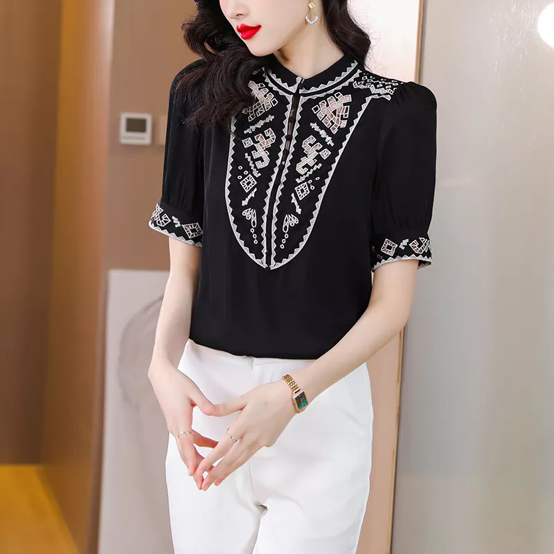 Camicia Maglia Blusa Donna Camicetta Nero Colorata Raso Elegante