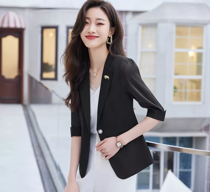 Blazer Femme Élégant Monochrome – Cardigan Ouvert Col Revers – Style Bureau & Casual Chic – Toutes Saisons