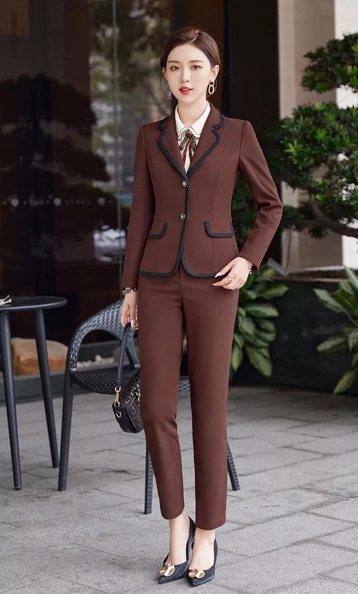 Tailleur Completo Ufficio Outfit Set Outfit Giacca Blazer Slim