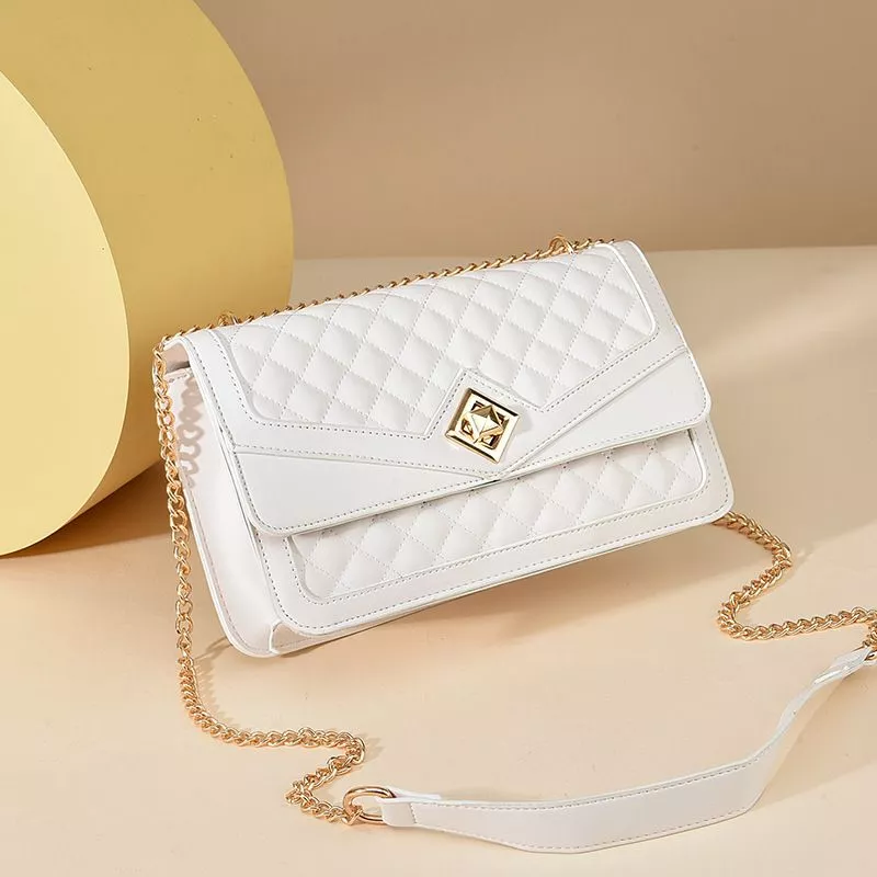 Borsa Donna Pochette Elegante Tracolla Pelle Sintetica Bianco