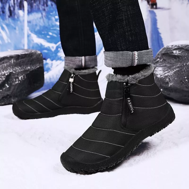 Scarpe Anfibi Nero Uomo da Neve Comode Pelle Sintetica 84937