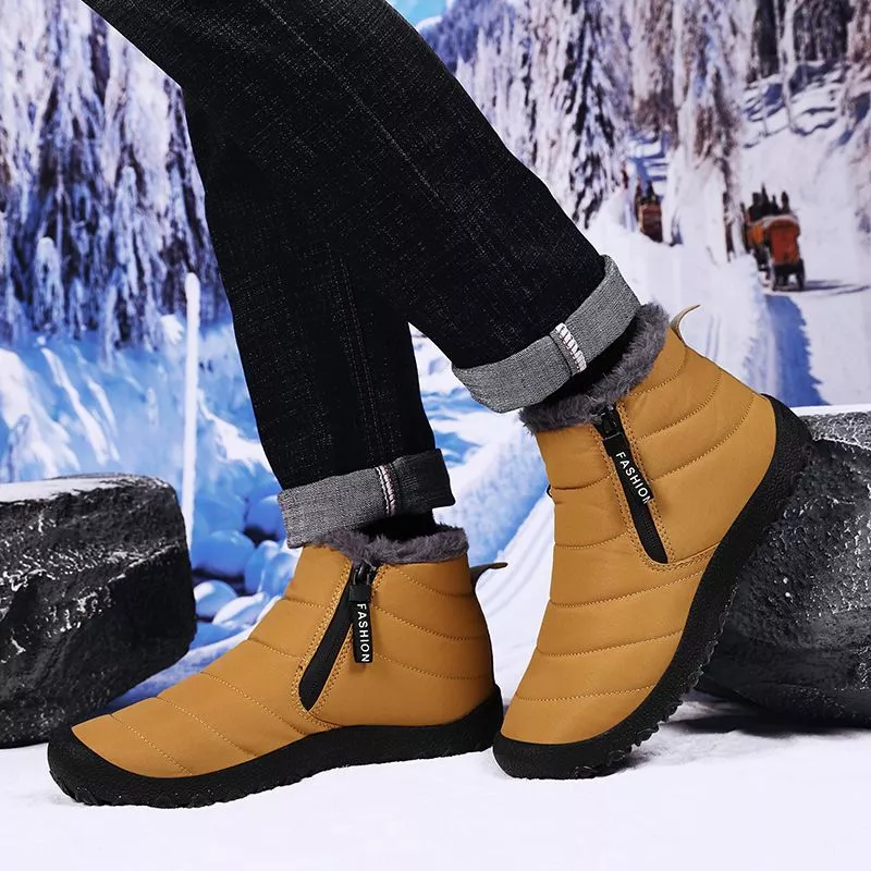 Scarpe Anfibi Giallo Uomo da Neve Comode Pelle Sintetica 84937