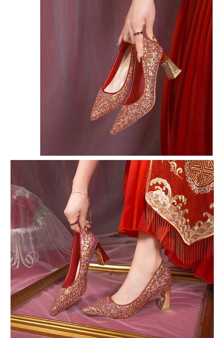 Decolte Scarpe Donna 7 cm Eleganti Rosso Gioiello Comode Pelle Sintetica 85728