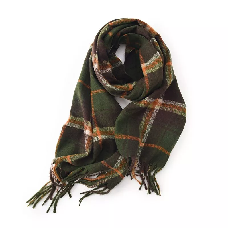 Sciarpa Lunga Donna Invernale A Quadri, Scialle Elegante Con Frange, Morbida E Calda, 65x200 Cm, Colori Marrone, Beige, Nero E Altri