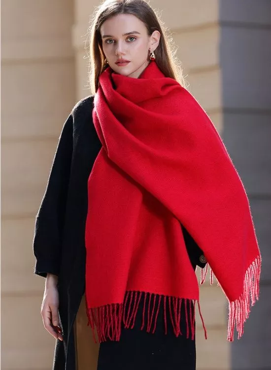 SCIARPA IN MOHAIR SPAZZOLATO CON FRANGE - ROSSO | IT