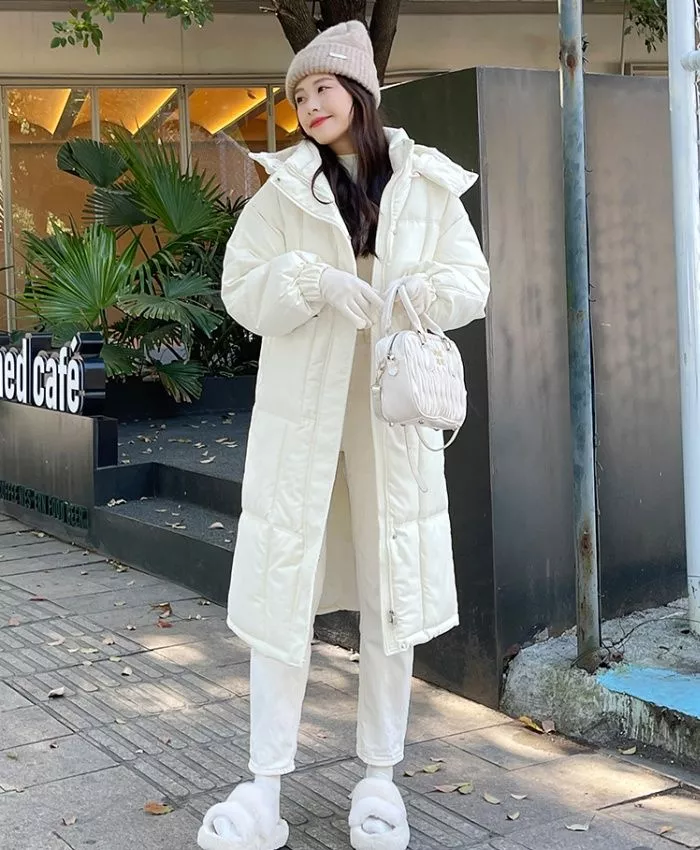 Piumino Parka Giacca Donna Sintetico Morbido Lungo Bianco