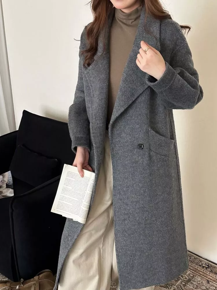 Cappotto Donna Nero Maniche Lunghe Lungo 110cm Termico Semplice AV6UQ