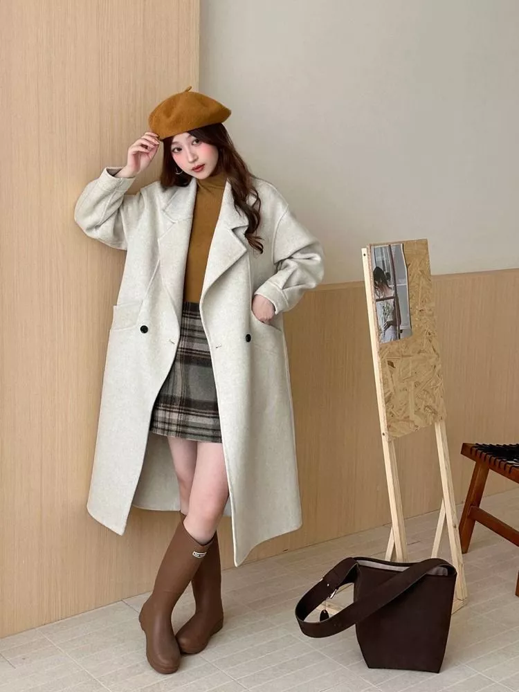 Cappotto Donna Nero Maniche Lunghe Lungo 110cm Termico Semplice AV6UQ