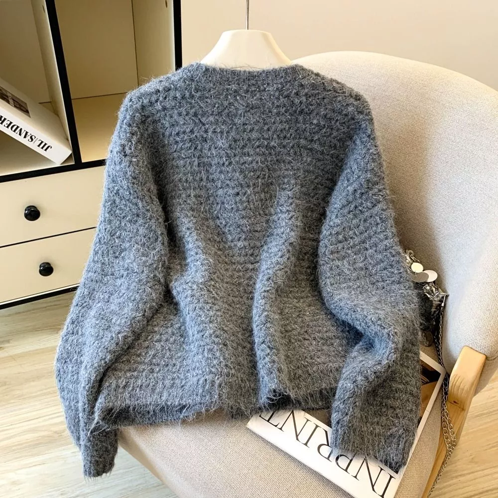 Cardigan Donna Giallo Lavorazione a Maglia Taglia Unica 54cm UG73S