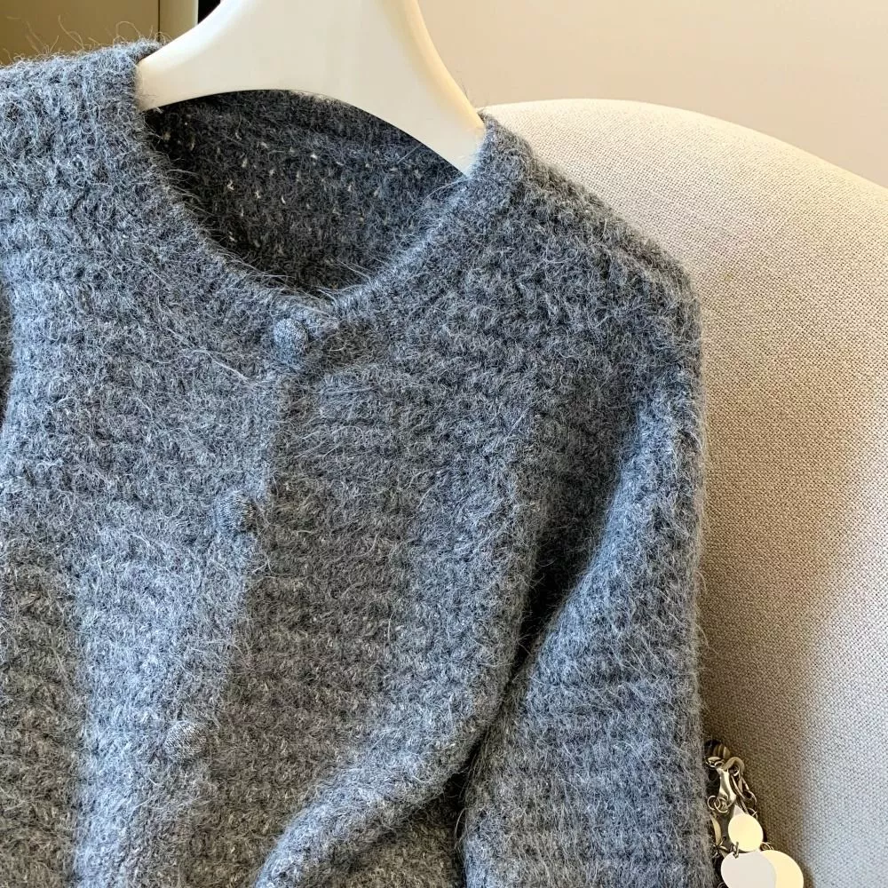 Cardigan Donna Giallo Lavorazione a Maglia Taglia Unica 54cm UG73S