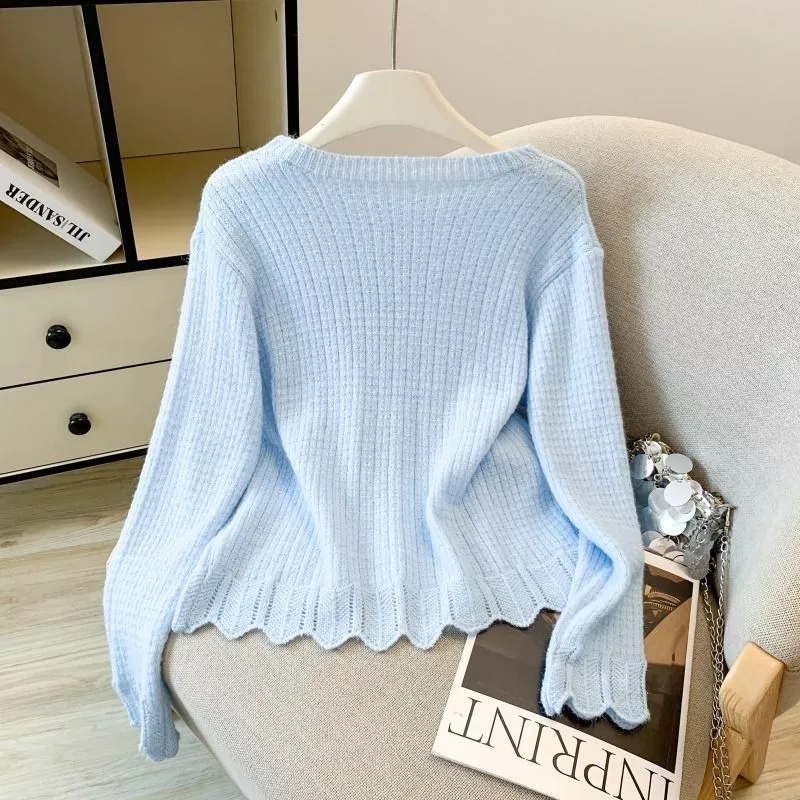 Cardigan Donna Girocollo Maglia Sottile Con Decorazione Floreale WCJY0