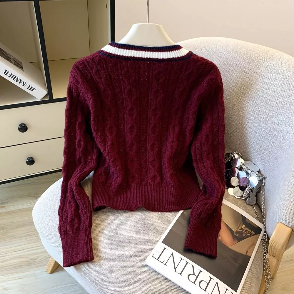 Cardigan Donna Maniche Lunghe Maglia Tricot Bianco Grigio Bordeaux Blu OZXWW