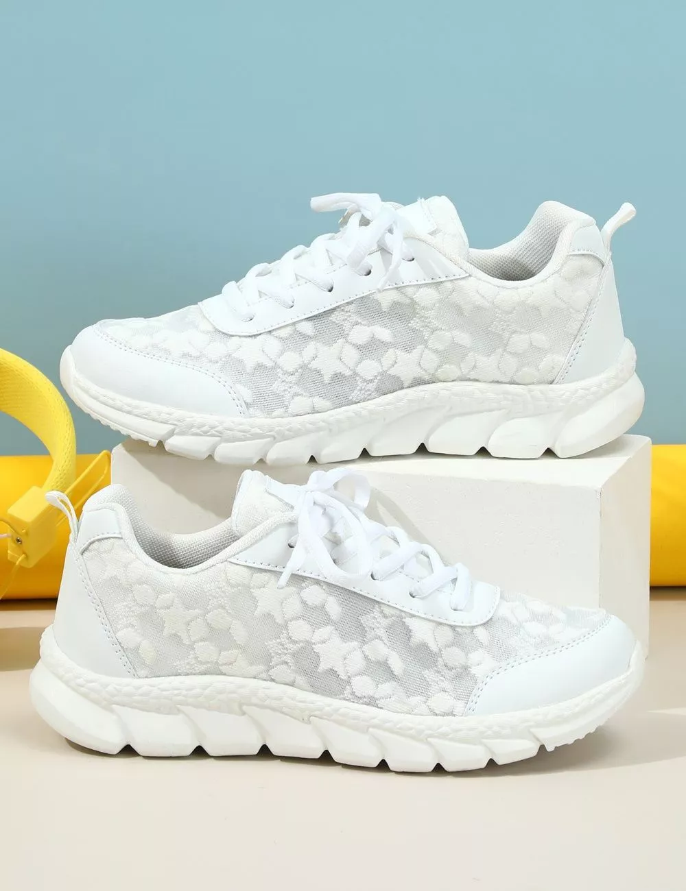 SNEAKERS DA DONNA bianche traforate con suola spessa bianca EUR 39,23
