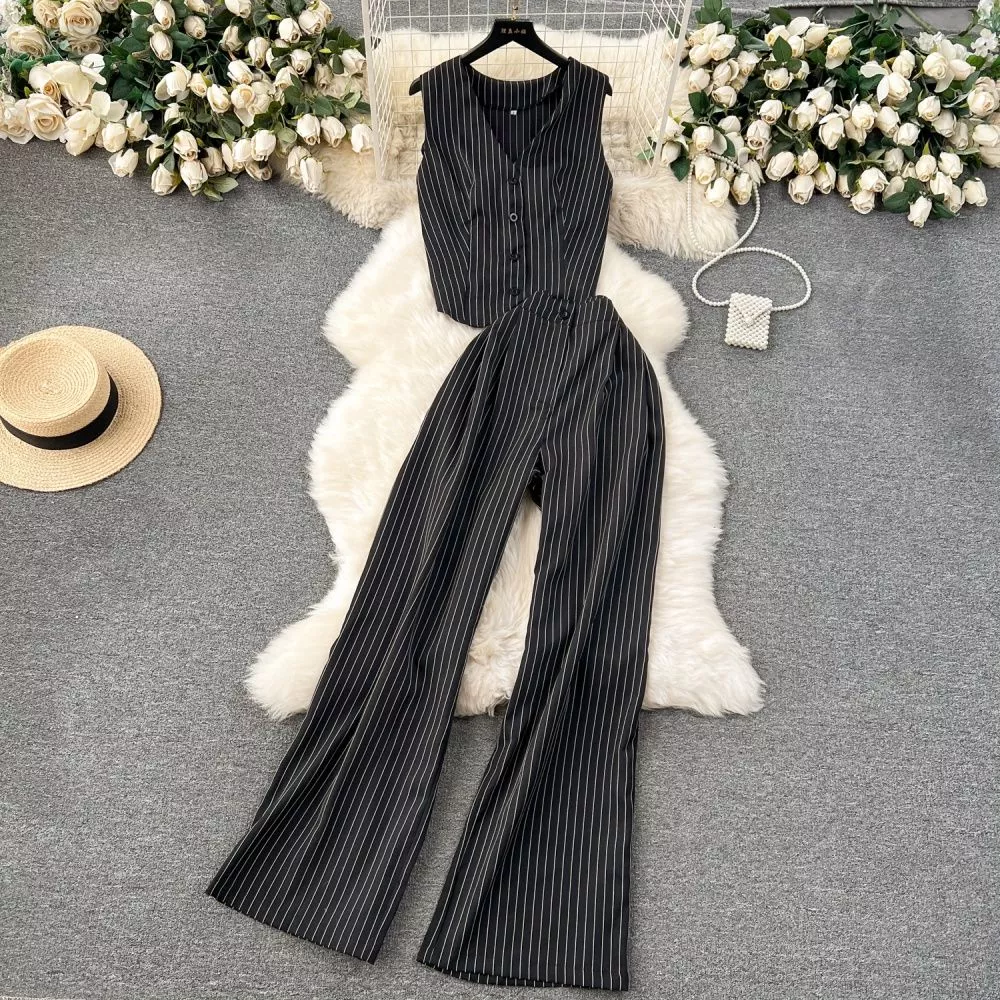 Tailleur Pantalone Nero E Bianco Tailleur Completo Outfit Set