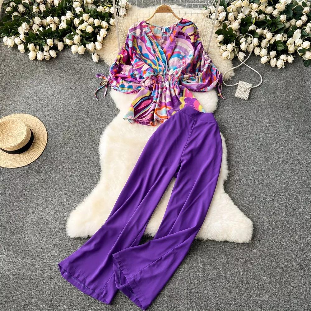 Tailleur Completo Outfit Set Camicia Maglia Camicia Pantaloni