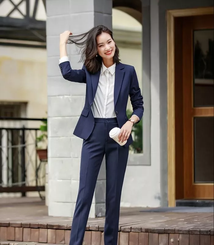 Outfit Tailleur Blu Donna Tailleur Completo Ufficio Outfit Set