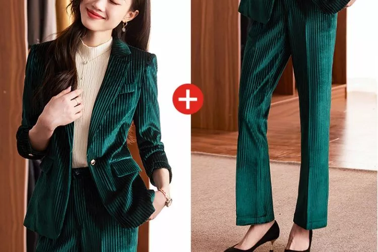Tailleur Completo Ufficio Outfit Outfit Giacca Blazer Verde