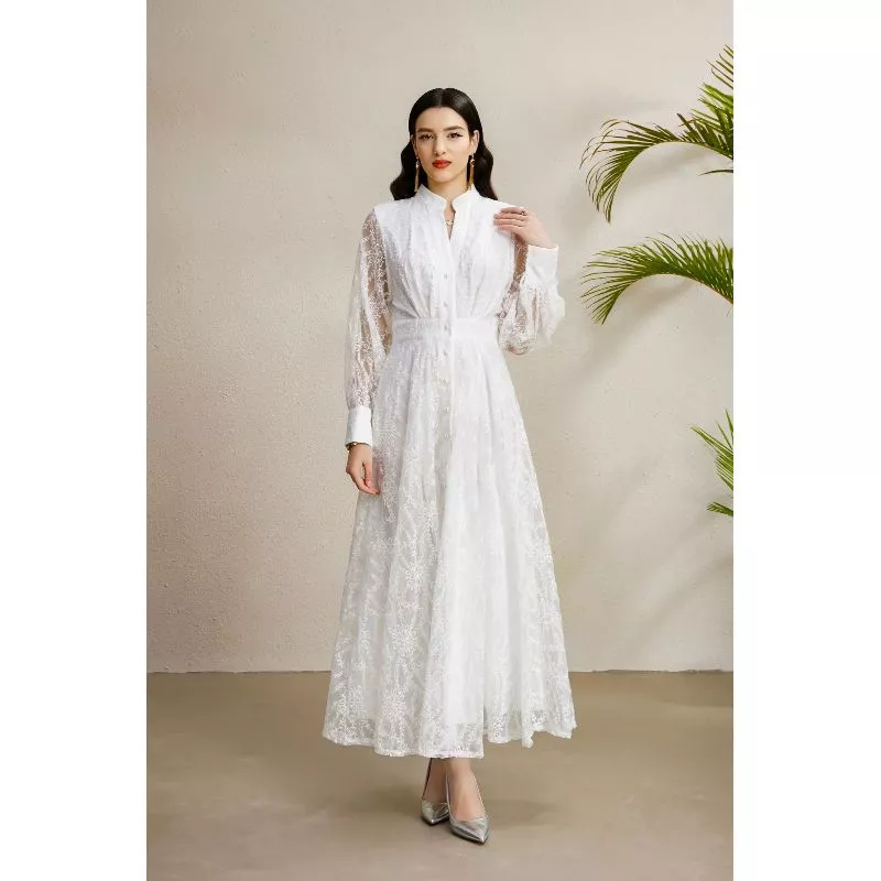 vestito lungo vestito bianco elegante invernale
