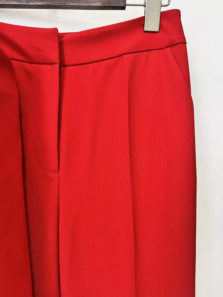 Completo Donna Rosso Maniche Lunghe Zip Giacca E Pantaloni Larghi OXWXU