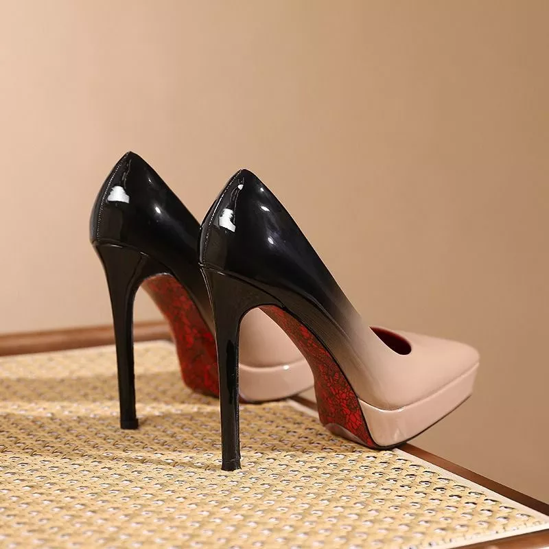 D&eacute;collet&eacute; Donna Plateau e Tacco 12 Cm Punta Affusolata Bicolore JLIJE