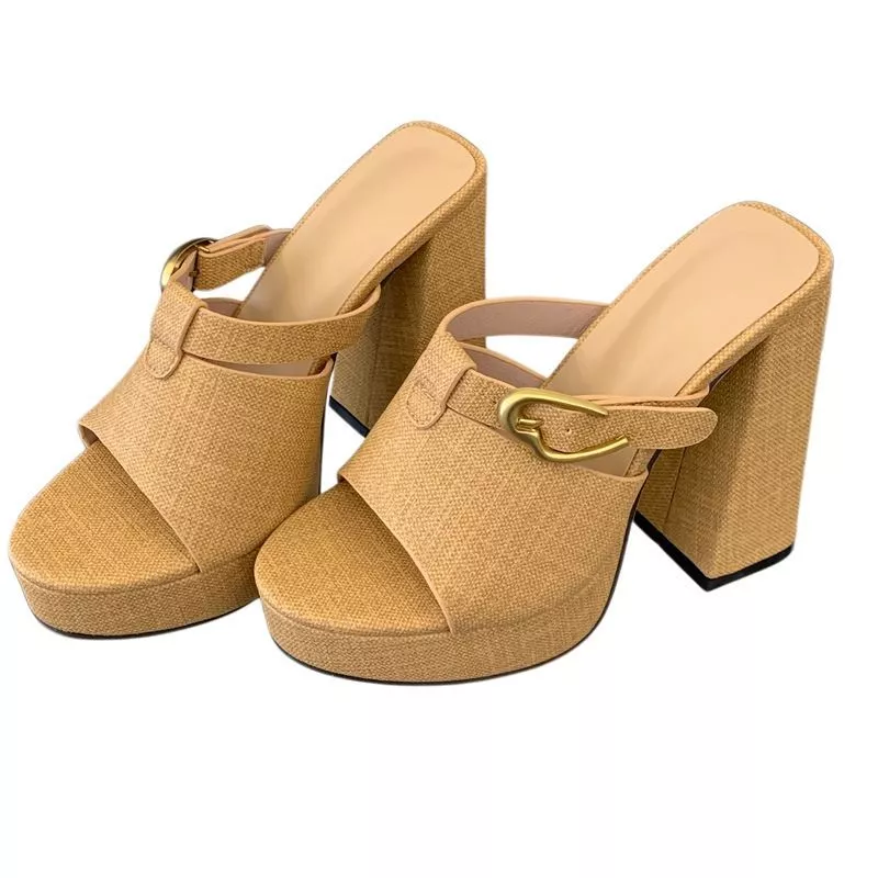 D&eacute;collet&eacute; Donna Sabot Tacco Alto 13 cm con Plateau Sintetico Beige RSD8Q