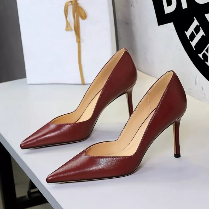 D&eacute;collet&eacute; Donna Tacco 8 Cm A Punta In Sintetico Nero Albicocca Beige 5KUG4