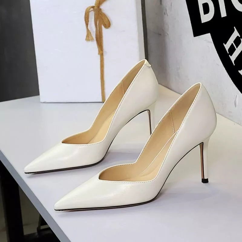 D&eacute;collet&eacute; Donna Tacco 8 Cm A Punta In Sintetico Nero Albicocca Beige 5KUG4