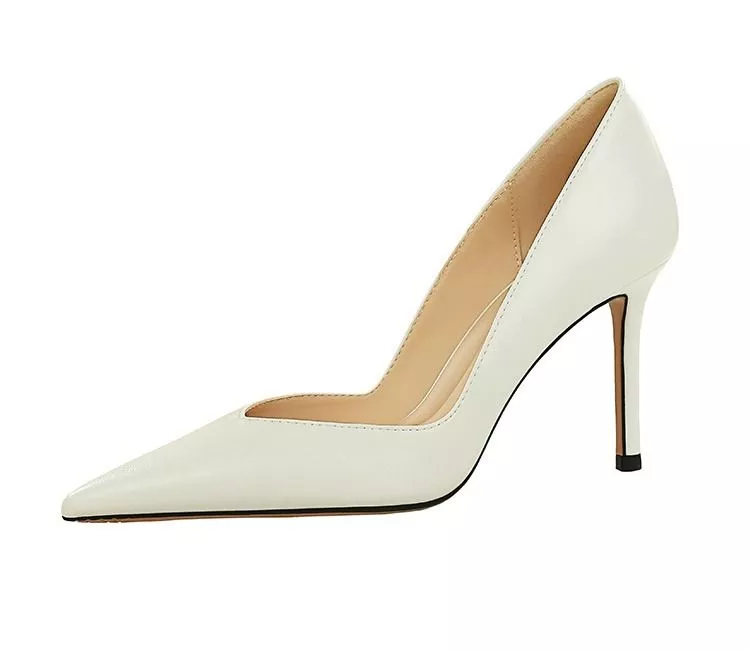 D&eacute;collet&eacute; Donna Tacco 8 Cm A Punta In Sintetico Nero Albicocca Beige I9U8N