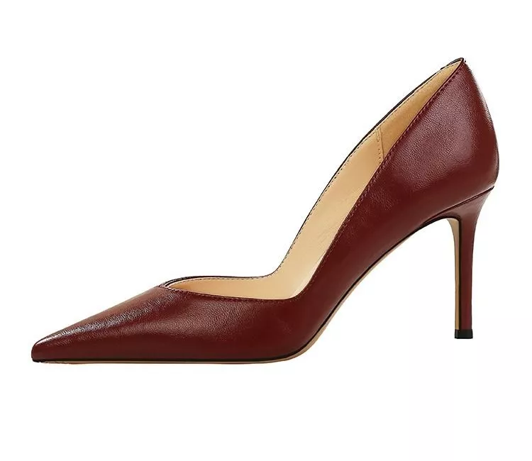 D&eacute;collet&eacute; Donna Tacco 8 Cm A Punta In Sintetico Nero Albicocca Beige I9U8N